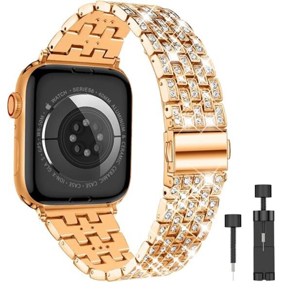 NEW Rose Gold Diamond Rhinestone Apple Watch Band